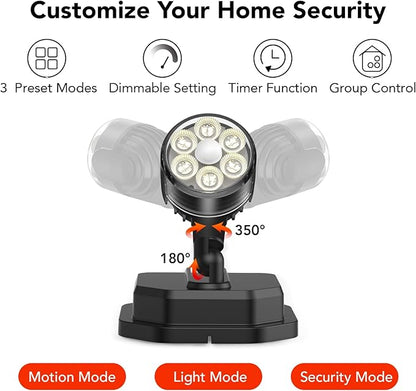 OREiN Outdoor Motion Sensor Light, Smart Motion Lights for Outside with Bluetooth APP Control, 5000K LED Flood Light Security Light with IP65 Waterproof for Stairs Front Door (Hardwired)
