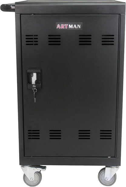 32 Device Mobile Charging Station for Laptops/Tablets/iPads/Chromebooks,32 Bay Lockable Charging Cabinet with Cable Management & Power Strip, Laptop & Tablet Storage Carts,Easy Assembly