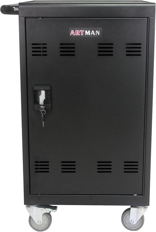 32 Device Mobile Charging Station for Laptops/Tablets/iPads/Chromebooks,32 Bay Lockable Charging Cabinet with Cable Management & Power Strip, Laptop & Tablet Storage Carts,Easy Assembly