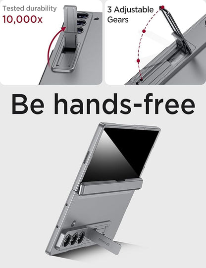Miimall for Galaxy Z Fold 7 Case with Privacy Screen Protector, Built-in Adjustable Kickstand & Magnetic Hinge & Upgraded Camera Protection All-Inclusive Protective Cases for Galaxy Z Fold 7 5G Grey