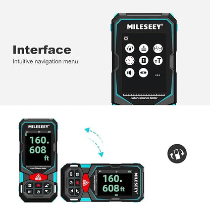 Laser Measure, MiLESEEY 330Ft Laser Distance Meter, Rechargeable Multifunctional Laser Measurement Tool with Pointfinder Camera,P2P Technology, Perfect for Outdoor Long-Range Measuring