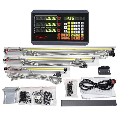 26" 30" 12" DRO 3 Axis Digital Readout 5um Precision Linear Glass Scale 650mm+750mm+300mm Travel Length for for Drill/EDM/Milling/Grinding/Lathe Machine.