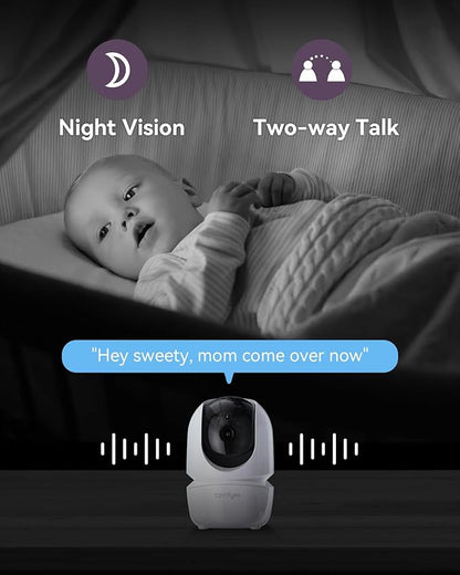 Comfyer Baby Monitor with Camera and Audio, 7" 720P HD Video Baby Monitor No WiFi, 6000mAh Battery, VOX Mode, Auto Night Vision, Hack Proof, Remote PTZ