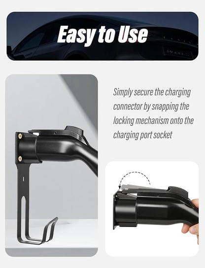 BMZX EV Charger Holder J1772, Wall Mount Kit for Electric Car Charger, SAE J1772 Cable Organizer, Nozzle Holster Dock & J-Hook for Charging Station