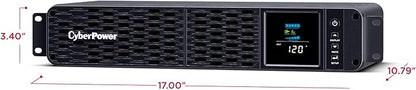 CyberPower CP2000PFCRM2U PFC Sinewave UPS Battery Backup and Surge Protector, 2000VA/1200W, 8 Outlets, AVR, Short Depth 2U Rackmount, UL Certified