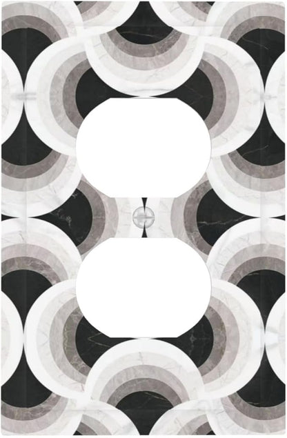 Bvtewkhz Black/White Art Marble Duplex Outlet Decorative Light Switch Covers Electrical Faceplate Switch Plates for Bathroom Kitchen Home