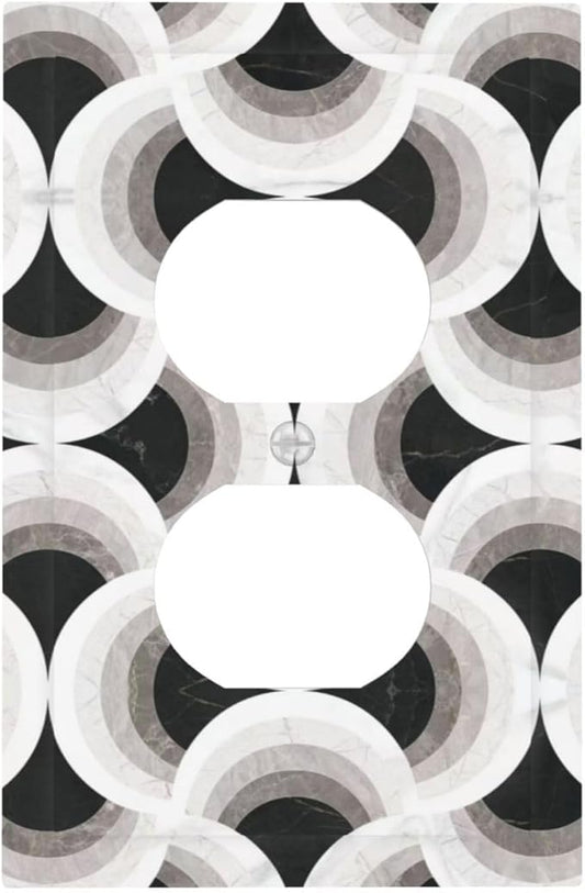 Bvtewkhz Black/White Art Marble Duplex Outlet Decorative Light Switch Covers Electrical Faceplate Switch Plates for Bathroom Kitchen Home