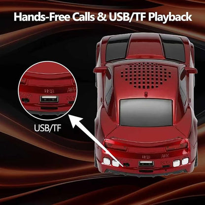 WSTER Sports Car Model Bluetooth Speaker with Stereo Sound, TWS Pairing, LED Party Lights, USB/TF Playback, Movable Wheels, Unique Retro Car Gifts (RED)
