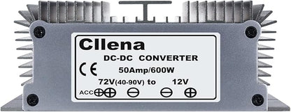 Cllena DC 40V-90V to 12V Converter Voltage Regulator Reducer 48V 60V 72V Step Down to 12V 50A 600W Converter Waterproof Buck Transformer Power Supply for Golf Cart Club Car LED Light