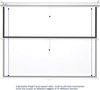 Instahibit 72" Projection Screen Pull Down 4:3 4K HD Manual Retractable Projector Screen with Auto-Locking Wall Mounted Home Theater Indoor Outdoor Movie Night 57" x 43" Matte White