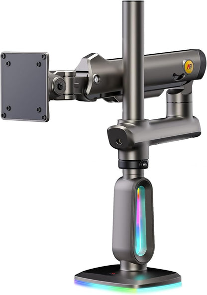 NB Extra Height Gaming Monitor Arm for 32 to 60 Inches Screen, Load up to 20 kg, VESA 75/100, RGB-Light, Heavy Duty, Multi Angle Adjustable, Premium Aluminum, Long Arm Extension Grey Black