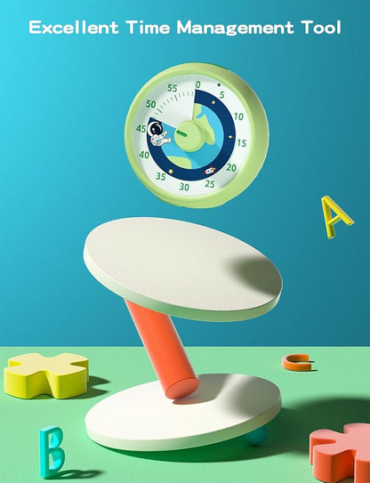 Visual Timer for Kids, 60-Minute Countdown Timer for Classroom Office Kitchen, Desk Timer Kids Time Management Tools with Silent Operation, Pomodoro Time Rainbow Pattern