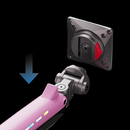 NB Gaming Monitor Arm or for 32 to 60 Inches Screen, Load up to 20 kg, VESA 75/100, RGB-Light, Heavy Duty, Multi Angle Adjustable, Premium Aluminum, Pink