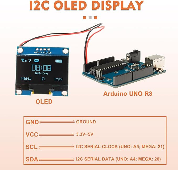 JAMHER 1.3 Inch I2C IIC OLED Display Module 128x64 Pixel Mini Self-Luminous Display Screen Board for Arduino Projects Raspberry Pi with Wire(1Pack Blue)