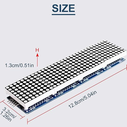 DAOKAI MAX7219 Dot Matrix Module 8 x 32 MCU Control Driver Board Green LED Common Cathode 4 in 1 Display Module with Dupont Cable for Arduino Microcontroller
