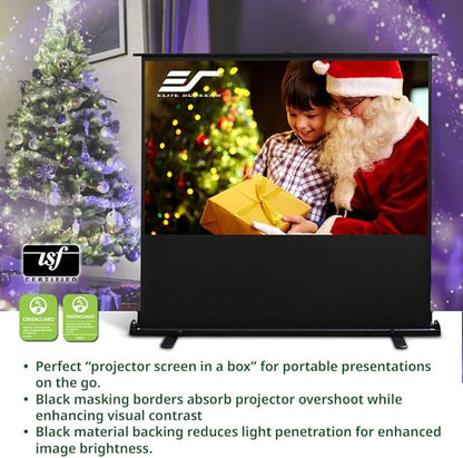 Elite Screens ezCinema 2, 95-inch 16:9 Manual Floor Pull Up Scissor Backed Projector Screen, Portable Home Office Classroom Front Projection w/ Carrying Bag, US Based Company 2-YEAR WARRANTY, F95XWH2
