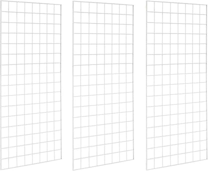 NeeSeeYee Commercial Grade Gridwall Panels – Heavy Duty Grid Panel for Any Retail Display, 2’ Width x 4’ Height, 3 Gridwall Panels Per Carton (White Finish)