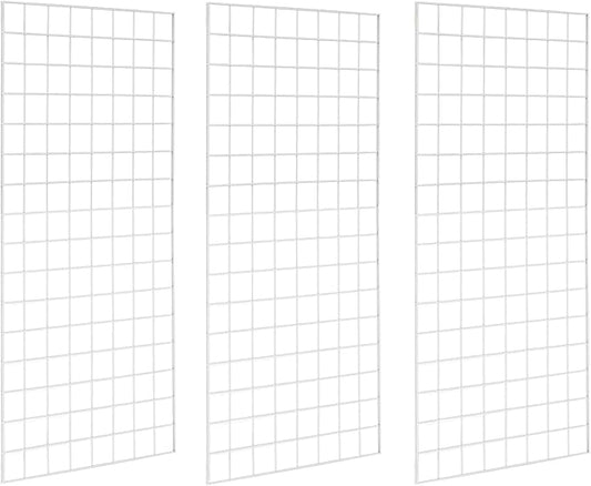 NeeSeeYee Commercial Grade Gridwall Panels – Heavy Duty Grid Panel for Any Retail Display, 2’ Width x 4’ Height, 3 Gridwall Panels Per Carton (White Finish)