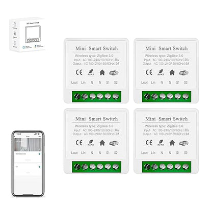 IHSENO ZigBee3.0 Smart Switch Mini Relay Switch, ZigBee Smart Light Switch Need Zigbee Hub Work with Tuya Smart Life APP Smart Button Scene Remote for Tuya Smart Home Devices (4)
