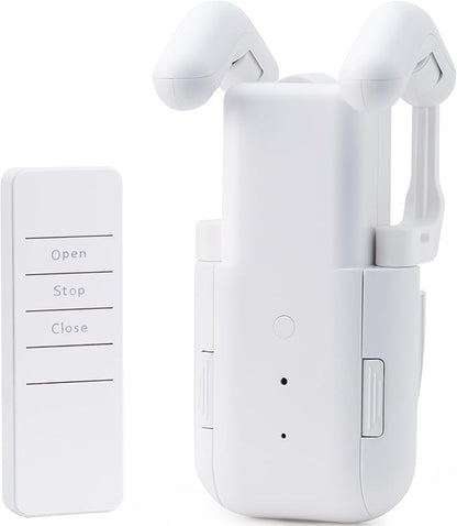 Takkicept Automatic Curtain Opener Electric: Smart Remote Control Closer｜Long-Lasting Battery/Type-C｜No Drill for 8-40mm Roman Rods/T-Tracks & U-Rails｜Quiet Motor Robot for Bedroom/living room