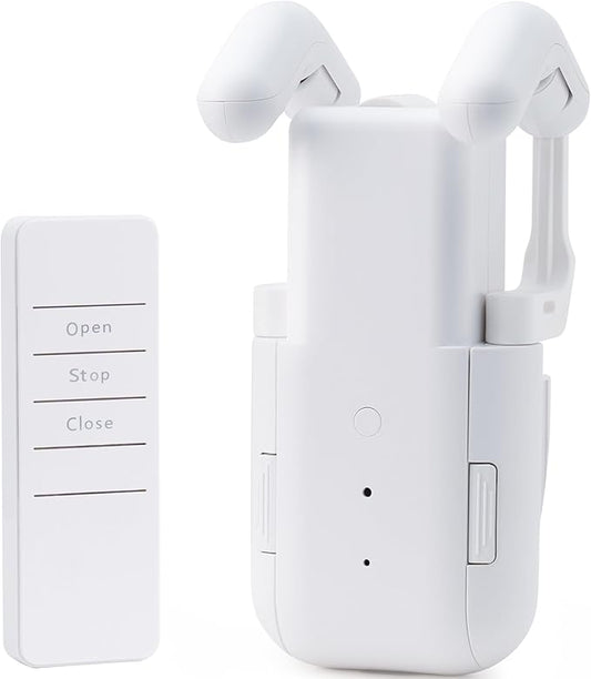 Takkicept Automatic Curtain Opener Electric: Smart Remote Control Closer｜Long-Lasting Battery/Type-C｜No Drill for 8-40mm Roman Rods/T-Tracks & U-Rails｜Quiet Motor Robot for Bedroom/living room