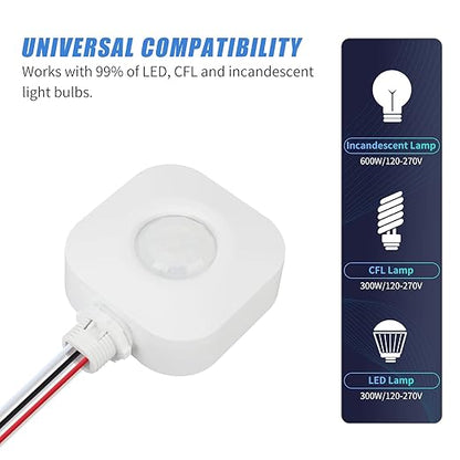 ECOELER Ceiling Occupancy Motion Sensor Switch, High Bay Fixture Mount 360° Ceiling Automatic Light Switch, 120/277VAC, UL, FCC Approved Passive Infrared Sensor, Neutral Wire Required, Pack of 5