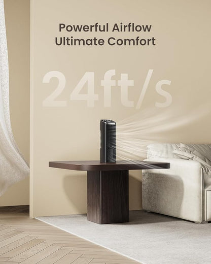 PNTCK Fan for Bedroom, 13" Tower Fan with Remote, 4 Modes 4 Speeds Max 24ft/s, 70° Oscillating Desk Fan, 12H Timer Portable Fans, Cooling Fans for Office, Home