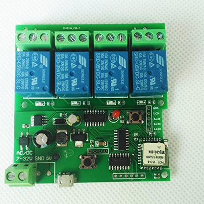 WiFi Relay Switch Module Phone Remote Timer Control for Wireless Android iOS (5-32V 4-Channel)