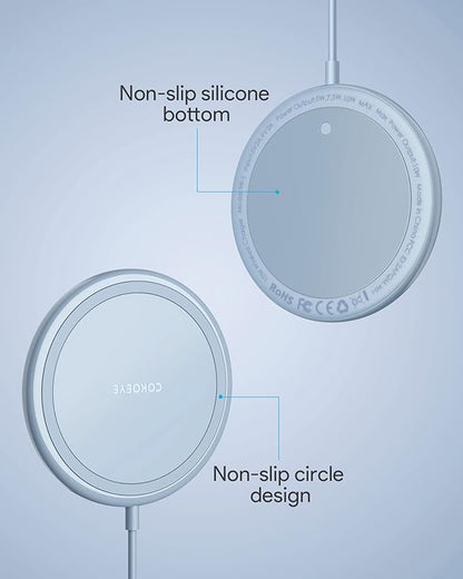 Wireless Charger, 15W Max Fast Wireless Charging Pad 2-Pack Compatible with iPhone16/16Plus/16Pro/16ProMax/iPhone15/15Pro/15Plus/14/13/12/Samsung S24 /S24Ultra/S23Ultra/S22/S21,AirPods Pro 2 Blue