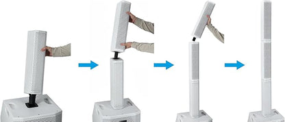 Rockville TITAN ARRAY SYSTEM White, 3200W Powered Column Array Speaker System, Dual 10” Subwoofers, (10) 3.5” Drivers, Bluetooth, Carry Bags Included, Perfect for DJs, Live Sound, and Events