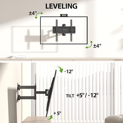 USX MOUNT Corner TV Wall Mount for 26-60 Inch TVs up to 80 lbs, Single Articulating Arm, Full Motion TV Wall Mount Bracket with Swivel and Tilt, Max VESA 400x400mm