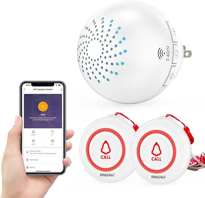 SINGCALL Tuya Caregiver Pager Smart Wireless Calling System WiFi SOS Emergency Home Caring Nurse Buzzer Call Bell System for Old People Patients Children