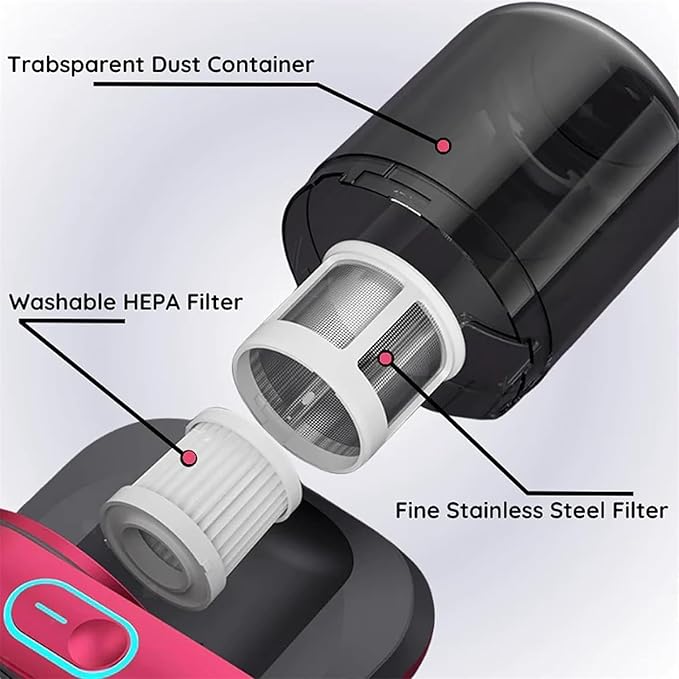 Pure Sleepy Pro Bed Vacuum Dust Mites, 2025 Upgrade 12000pa Pure Sleepy Pro Bed Vacuum, Mattress Cleaner Machine Deep Cleaner with Uv-C Light, 8,000 Vibrations Per Minute (Red)