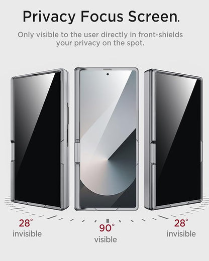 Miimall for Galaxy Z Fold 7 Case with Privacy Screen Protector, Built-in Adjustable Kickstand & Magnetic Hinge & Upgraded Camera Protection All-Inclusive Protective Cases for Galaxy Z Fold 7 5G Grey