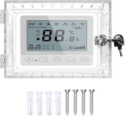 Young Dance Universal Thermostat Lock Box with Key,Clear Large Thermostats Guard for Thermostat on Wall,Thermostat Cover Fits Thermostats 6.5" H x 4.72" W x 1.97" D or Smaller (1 Set)