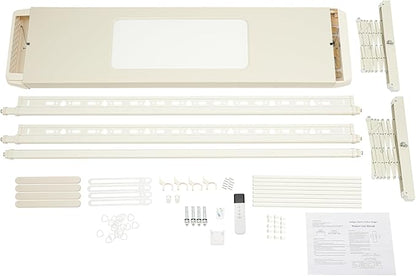 banborba Electric Retractable Airing Rack, Ceiling Mounted Clothes Drying Rack, Retractable Clothesline, Vertical Laundry Drying Rod with LED Light & Remote, 110V 24W, Off-White Color