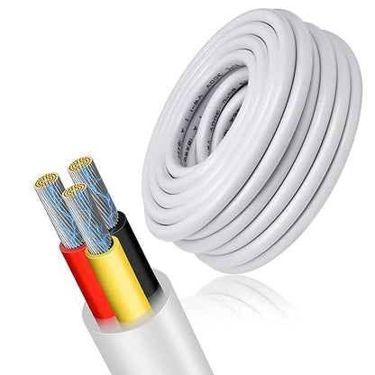 18 Gauge 3 Conductor Electrical Wire, 32.8FT Low Voltage 18/3 Tinned Copper Stranded 3 Wire Cable, 18 AWG White Flexible Extension Power Cord for Automotive, LED Lamp, Outdoor Landscape Lighting Etc