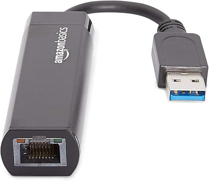 Amazon Basics USB 3.0 to 10/100/1000 Gigabit Ethernet Internet Adapter, 10-Pack, Black