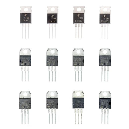12 Values 54 Pcs Darlington Transistors Bipolar Power Transistor TIP31C TIP32C TIP41C TIP42C TIP120 TIP121 TIP122 TIP125 TIP126 TIP127 TIP142T TIP147T Minidodoca TIP Transistors Assortment Kit