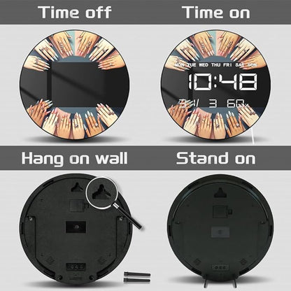 Timethink 12 Inch Nail Salon Digital Wall Clock Large Display, Nail Room Electric Wall Clock Auto-Brightness, Date, Temperature, 12/24hr, USB Powered for Nails Studio Beauty Salon Nail Technician Gift