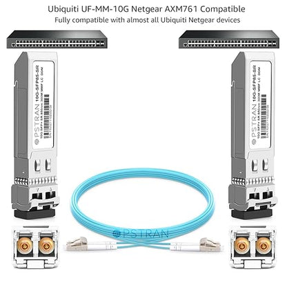 OPSTRAN 10GBASE-SR SFP+ Optical Transceiver Module Compatible with Ubiquiti Unifi UF-MM-10G 10Gbps 850nm 300m DDM Duplex LC MMF 10 Pack