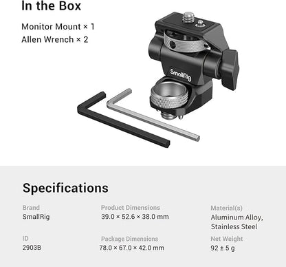 SmallRig Adjustable Camera Monitor Mount for ARRI-Style (Upgrade), 360° Swivel and 180° Tilt Monitor Holder Anti-Twist Support 5” and 7” Field Monitor