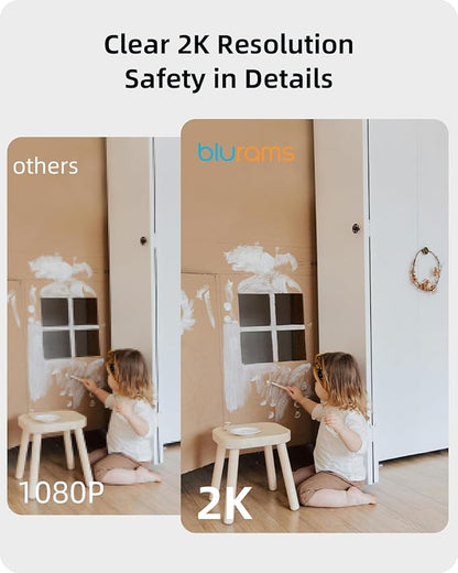 Security Camera 2K, blurams Baby Monitor Dog Camera 360-degree for Home Security w/Smart Motion Tracking, Phone App, IR Night Vision, Siren, Works with Alexa & Google Assistant & IFTTT, 2-Way Audio