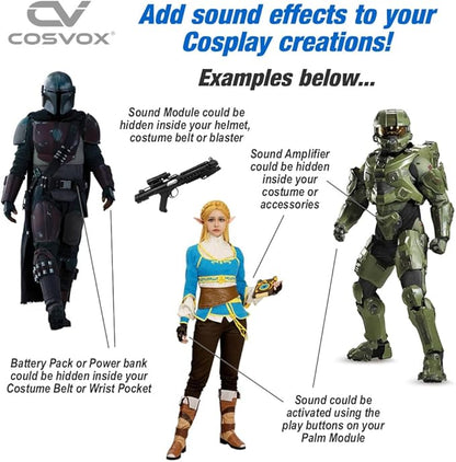 COSVOX Cosplay Sound Effects Module. DIY Audio MP3 Sound Chip with 4 Push Buttons, 8MB Memory. Add Sound Effects or Music to Your Cosplay Costume Accessories, Crafts, Props and Replicas.