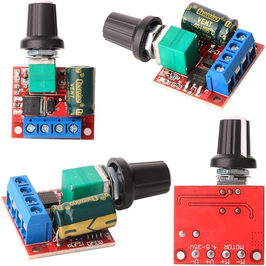 Gebildet 3pcs Mini DC Motor PWM Speed Controller, DC 5V-35V 5A Speed Adjustable Switch Module, 6V 12V 24V Variable Voltage Regulator Dimmer Governor Switching Build with LED Indicator