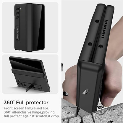 Miimall for Samsung Galaxy Z Fold 5 Case with Privacy Screen Protector, Built-in Convenient Adjustable Kickstand & Magnetic Hinge Protection All-Inclusive Protective Case for Galaxy Z Fold 5 5G Black