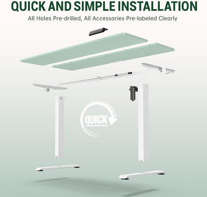 Veken 55 Inch Large Electric Standing Desk, 4 Memory Heights Adjustable,Sit to Stand Up, Work Home Office Computer Table for Study, Walking Pad, Writing, and Games, Wooden Desktop Desks, Green