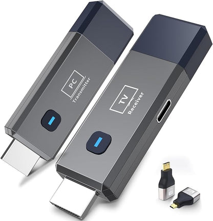 Wireless HDMI Transmitter and Receiver 328ft/100m Extender 4K Decode Input 1080P Output Plug&Play Low-Latency Dual-Band 2.4G/5.8G for Video and Audio to Monitor from PC/Projector/TV Box