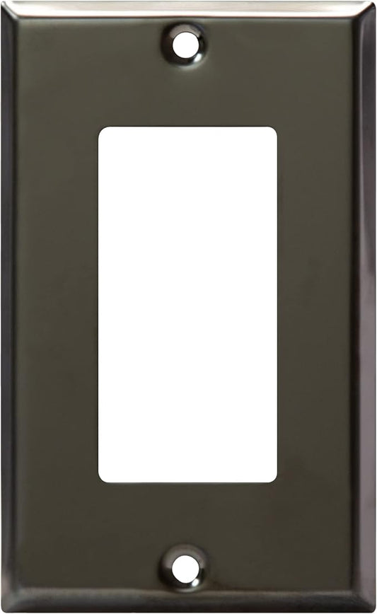 ENERLITES Decorator Switch Metal Wall Plate, Stainless Steel Outlet Cover, Corrosion Resistant, Standard Size 1-Gang 4.50" x 2.76", Stainless Steel 201, 7731-PBK, Polished Black