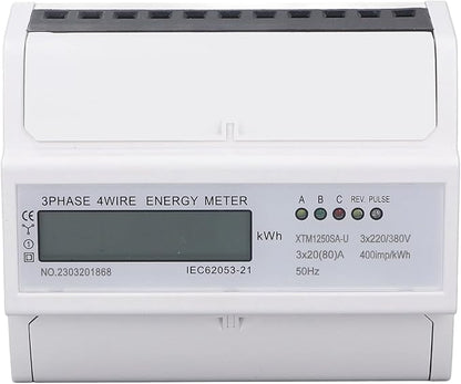 Tyenaza Electric Meter, 3 Phase 4 Wire 7P LCD Digital Display DIN Rail Mount Power Monitor